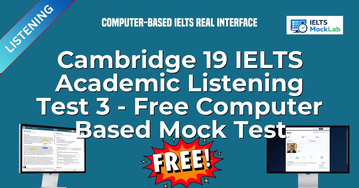 Cambridge 19 IELTS Academic Listening Test 3 - Free Computer Based Mock Test featured image
